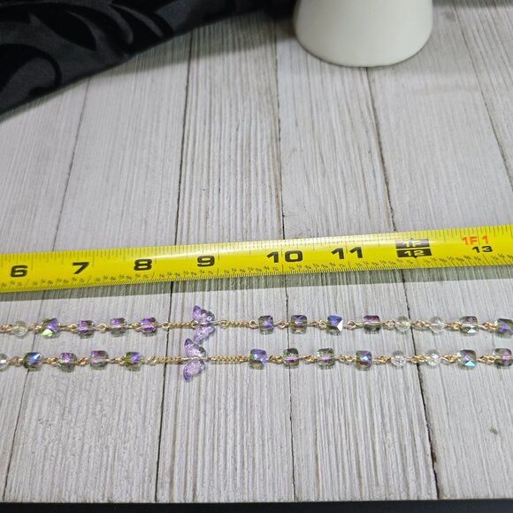 Handcrafted Whimsical Iridescent Butterfly Purple and Gold Rosary Christmas Gift - Picture 9 of 11